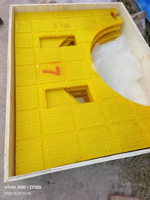 Meja Rotary Customized Anti-Slip Mat Ukuran 2100X1600 MM Bahan PU Warna Kuning Dengan Kuku Baja